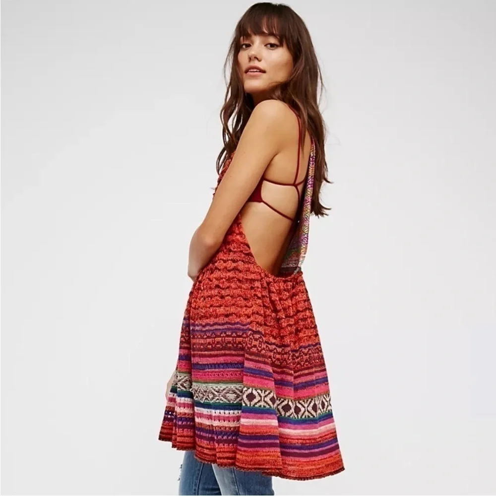 Free People Boho Rare Hearts Sweater Dress Crochet Swimsuit Coverup Top or Dress